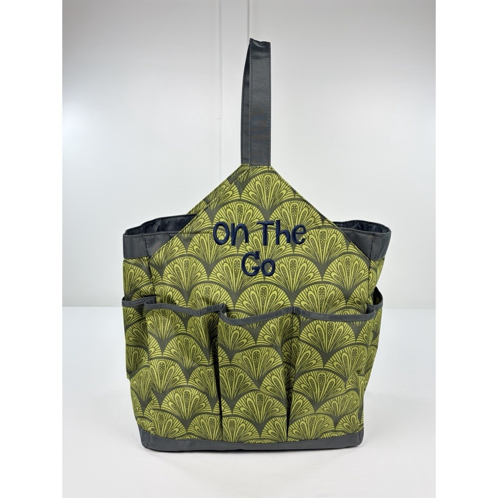 Initials Inc Get A Grip Caddy Green Fan Medallion Craft Organizer Tote On The Go